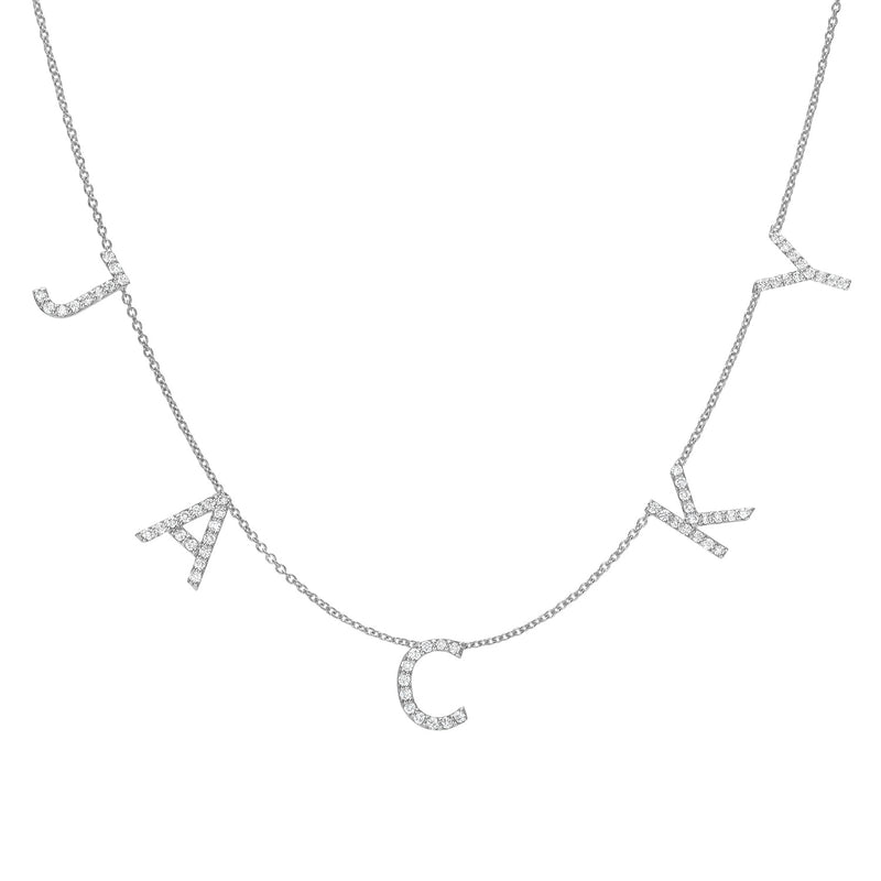 Spaced Diamond Pave Letter Necklace