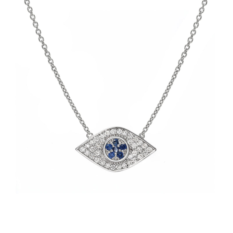 Pave Diamond Evil Eye Necklace