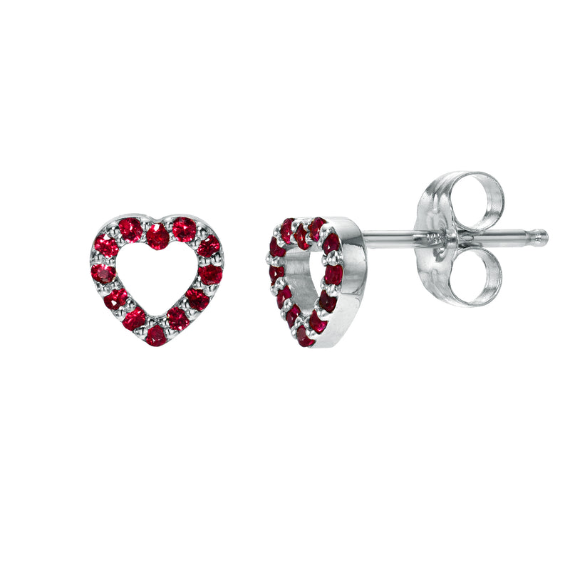 Ruby Heart Stud Earrings