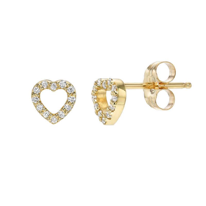 Pave Diamond Heart Stud Earrings