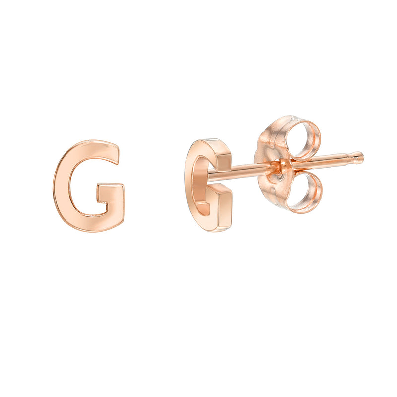 Solid Gold Letter Stud Earrings