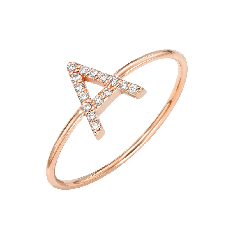 Diamond Pave Single letter Ring