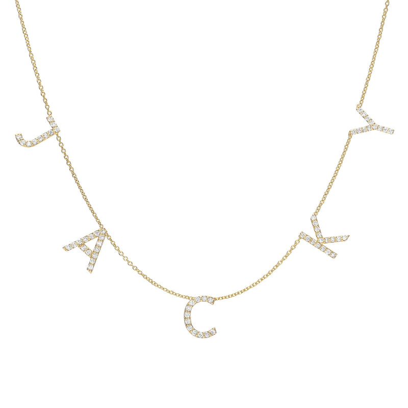 Spaced Diamond Pave Letter Necklace